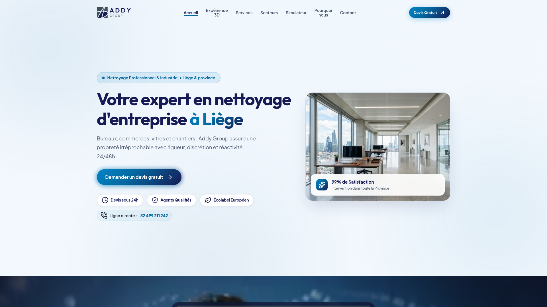 Addy Group light edition website homepage
